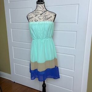 Cowgirl Up strapless casual dress color block